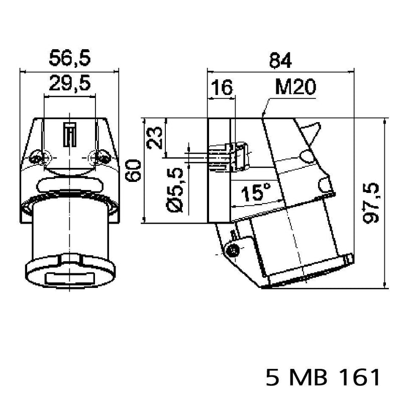 Bals Elektrotech - CEE-Gerätestecker (IEC 60309) Wandgerätestecker GT 242 16A 3p 230V 6h IP44