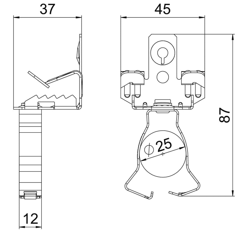 OBO Bettermann - Befestigungsklammer Trägerklammer SCVPC 7-13 D25 m.Rohrauf.u. 20-25mm − 50 Stück