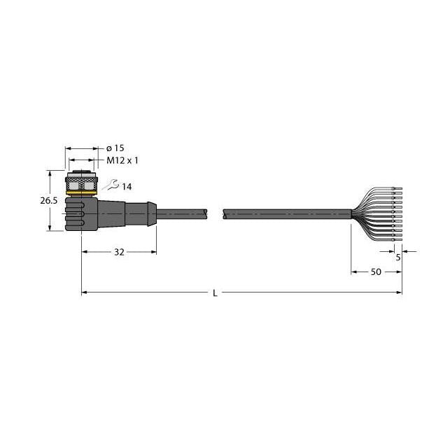 Turck - Konfektioniertes Sensor-Aktor-Kabel Anschlussleitung WKC12T-2/TXL PUR