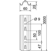 OBO Bettermann - Stiel/Profilschiene TP-Stiel TPSG 3000 FS mit Klemmhaken