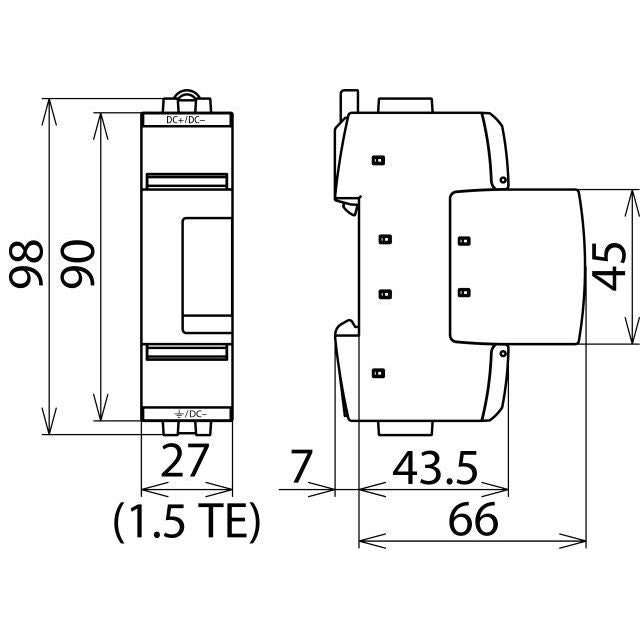 DEHN - Überspannungsableiter für Energietechnik/Stromversorgung Überspannungsableiter DG SE DC 550 1-polig Uc 550V DC