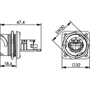 Telegärtner - Modularer Steckverbinder STX V1 Flanschset 100007414 RJ45 Jack Cat.6 M