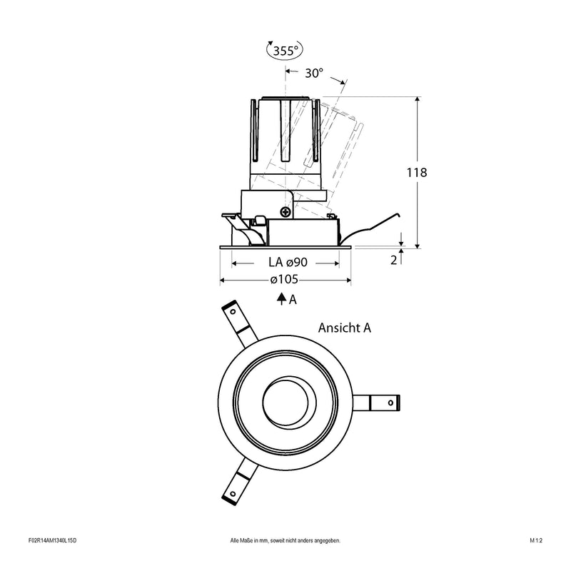 EVN Lichttechnik - Downlight/Strahler/Flutlicht LED-Einbauleuchte modular F02R14AM1340L15D Konfigurationstype