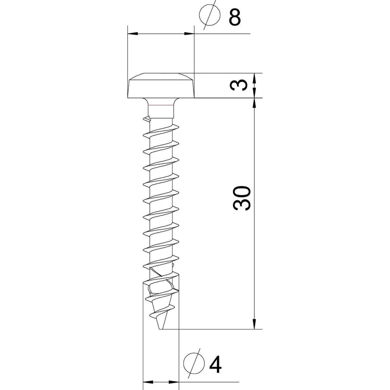 OBO Bettermann - Holz-/Spanplattenschraube Spanplattenschraube OTSP 4,0x30 A4 Panhead, Antr. T-Dr. − 100 Stück