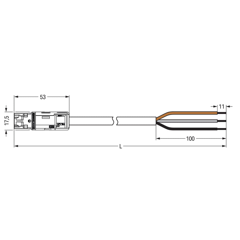 WAGO - Konfektionierte Leitung für steckbare Gebäudeinstallation konfekt. Anschlussleitung 774-9973/216-505 Eca,Stecker