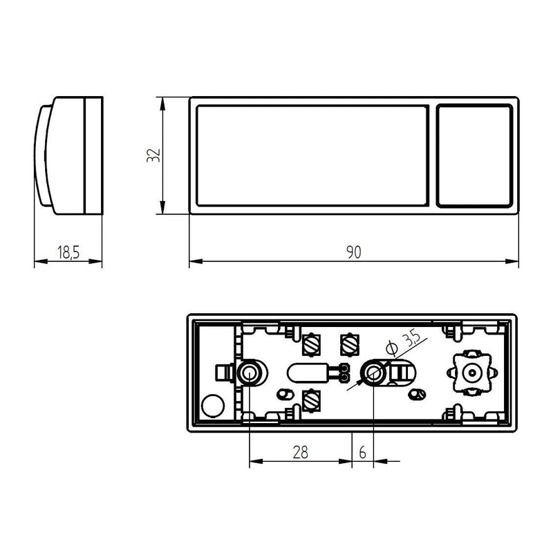 Grothe - Klingeldrücker Klingeltaster AP MONTILUX 2154 32x90x18,5mm, ws