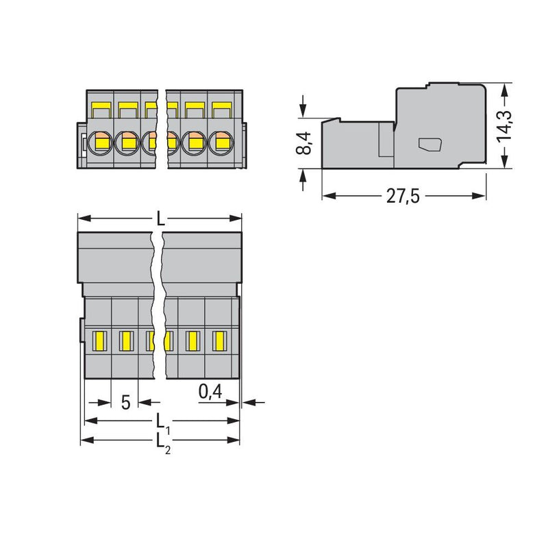 WAGO - Kabelsteckverbinder für Leiterplattensteckverbinder Stiftleiste 231-609 9-pol. 5mm − 50 Stück
