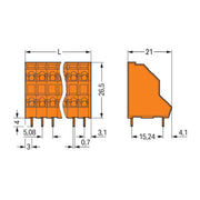 WAGO - Leiterplattenklemme DoppelstockLeiterplattenk. 736-306 2,5mm² − 56 Stück