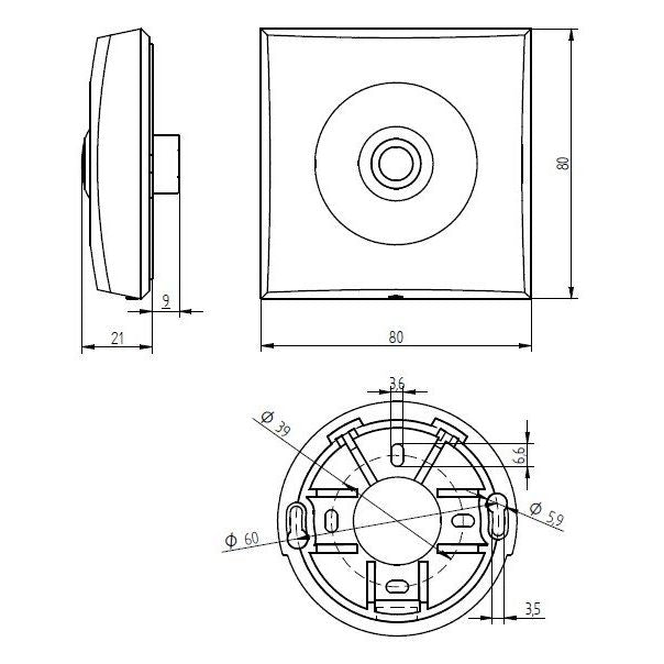 Grothe - Klingeldrücker Etagenplatte ETA S 200 LED bl 82x82mm, Edelstahl