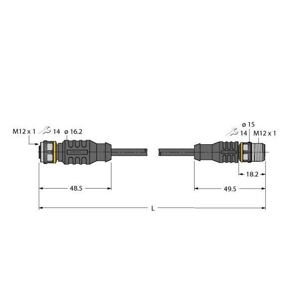 Turck - Konfektioniertes Sensor-Aktor-Kabel Aktuator- u. Sensorleitung RKC4.4T-P7X#6636379 PUR