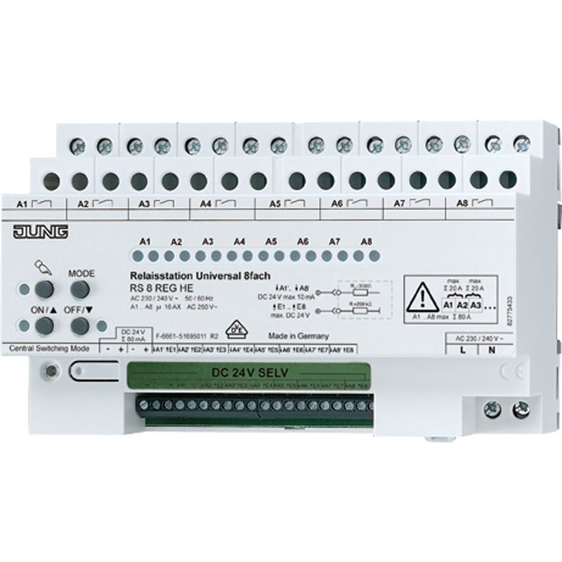 Jung - Installationsrelais Relaisstation 8-fach RS 8 REGHE Universal