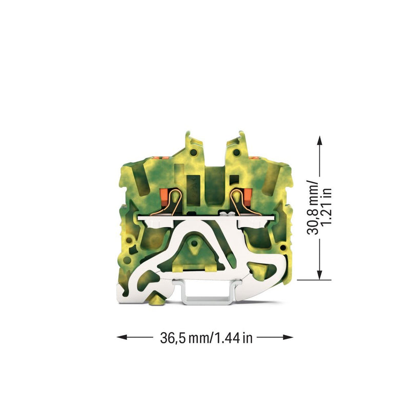 WAGO - Schutzleiter-Reihenklemme Mini-Schutzleiter 2252-1207 2,5 qmm, gn-ge − 100 Stück