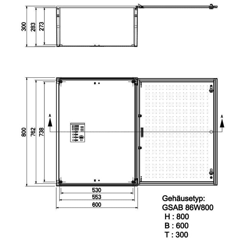 GSAB Elektrotechnik - Gehäuse/Schaltschrank (leer) GfK-Wandschrank IP65 86W800 800x600x300