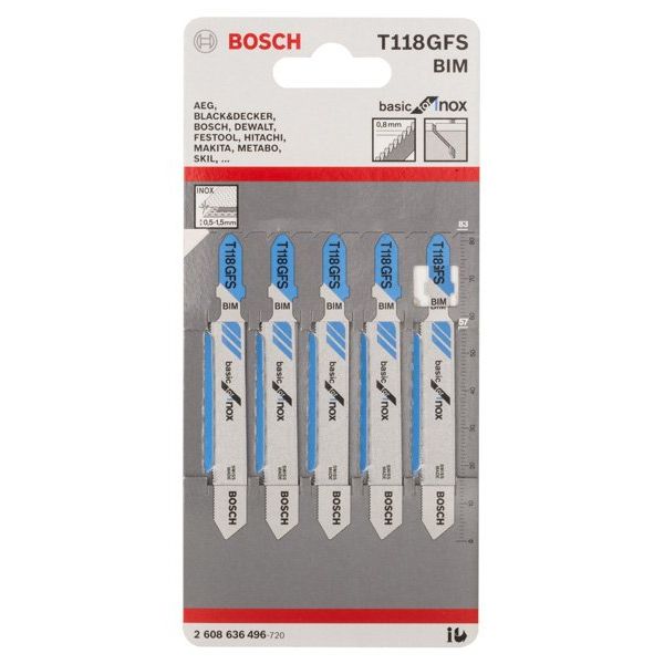 Bosch - Stichsägeblatt PRO Stainless Steel 2608636496 T118GFS − 10 Packung