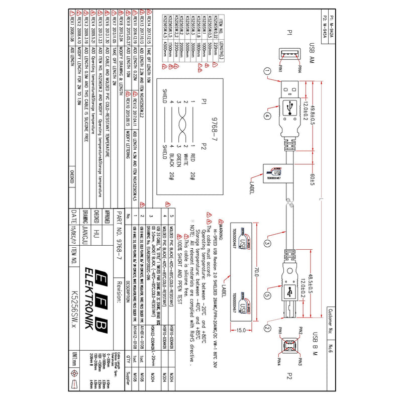 EFB-Elektronik - PC-Kabel USB2.0 Anschlusskabel K5256SW.3 3,0m sw A-B