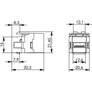 Telegärtner - Modulare Kupplung USB-Keystone f-f Typ A 100023178 RAL9003