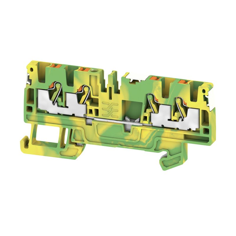 Weidmüller - Schutzleiter-Reihenklemme Klemme A4C 2.5 PE DL PUSH IN, 2.5 mm² − 50 Stück