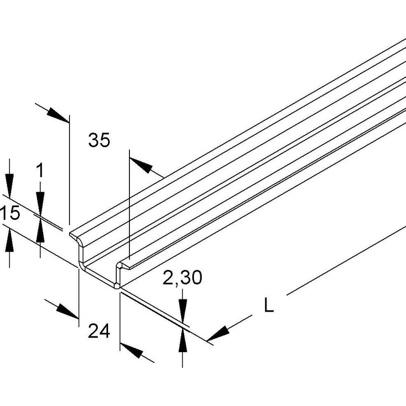 Niedax - Tragschiene 2936/2 GO − 2 Meter
