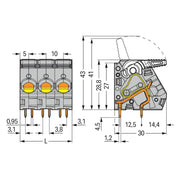 WAGO - Leiterplattenklemme Hebel 2716-102 16mm²,grau − 65 Stück
