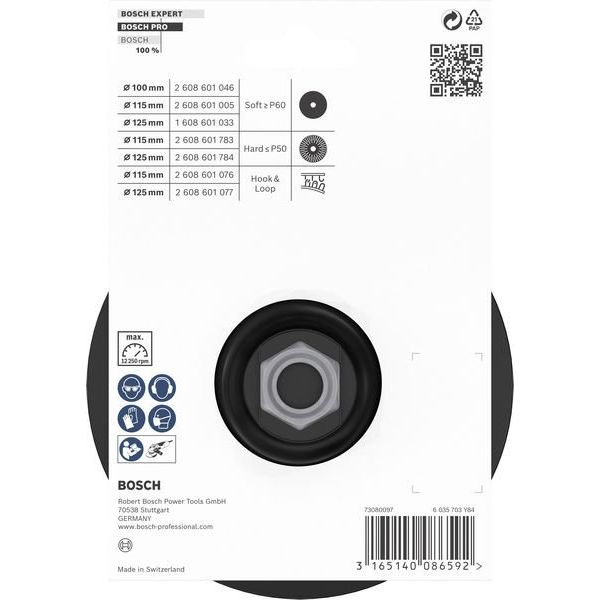 Bosch - Stützteller für Schleifwerkzeug PRO Stützteller, 125 mm, 2608601077 M14, Klettverschluss
