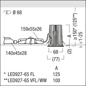 Zumtobel Group - Downlight/Strahler/Flutlicht LED-Deckeneinbauleuchte DIAMO R68 #60818826