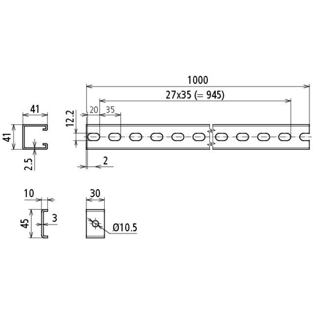 DEHN - Zubehör/Ersatzteile für Erdung und Blitzschutz C-Montageschienen MSCMDHV4AL1000MZV2A