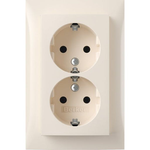 Berker - Steckdose SCHUKO-Doppelsteckdose 47748982 Abdeckpl. ws-glanz