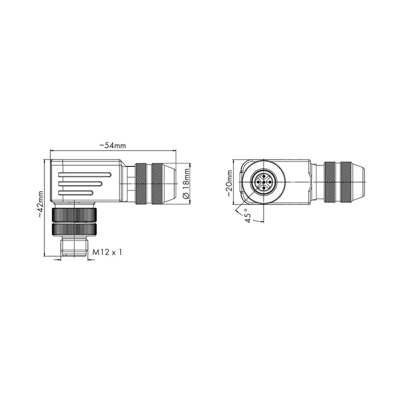 WAGO - Zubehör/Ersatzteile für Steuerungen M12 St gewinkelt 5-polig 756-9413/060-000 M12St. gew