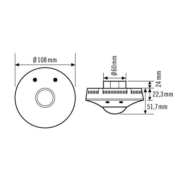 ESYLUX - Bussystem-Bewegungsmelder Decken-Präsenzmelder PDATMO360i8OAUX30VKN