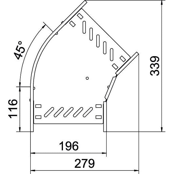 OBO Bettermann - Bogen für Kabelrinne Bogen 45 Grad RB 45 820 FT 85x200 tauchfeuerv