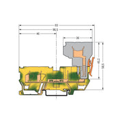 WAGO - Schutzleiter-Reihenklemme 2L/2-Pin-PE-Basisklemme 769-217 − 50 Stück