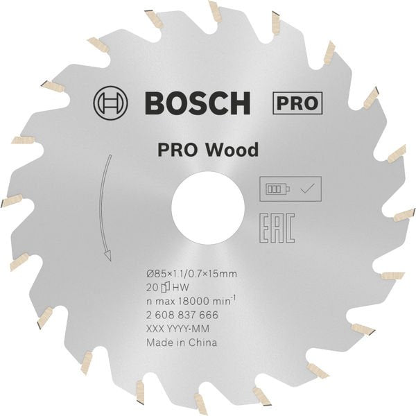Bosch - Kreissägeblatt PRO Wood cordless 2608837666 Kreissägeblatt 85 x