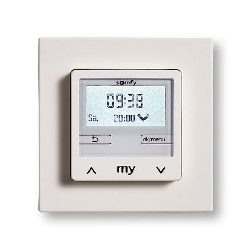 Somfy - Zeitschaltuhr für Installationsschalterprogramme Chronis Smoove Uno S 1805283 Pure White+ S.Rahmen