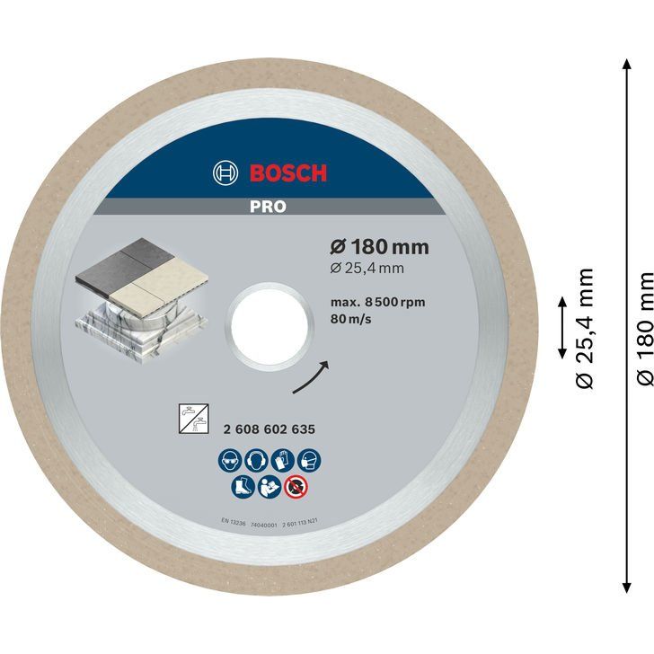 Bosch - Trenn-/Schleifscheibe Diamanttrennscheibe 2608602635 PRO Ceramic