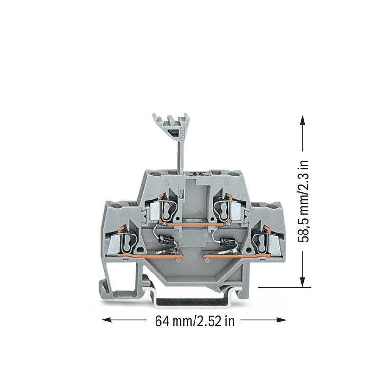 WAGO - Bauelement-Reihenklemme Bauelementklemme 280-941/281-489 2 Dioden 1N4007,grau − 50 Stück