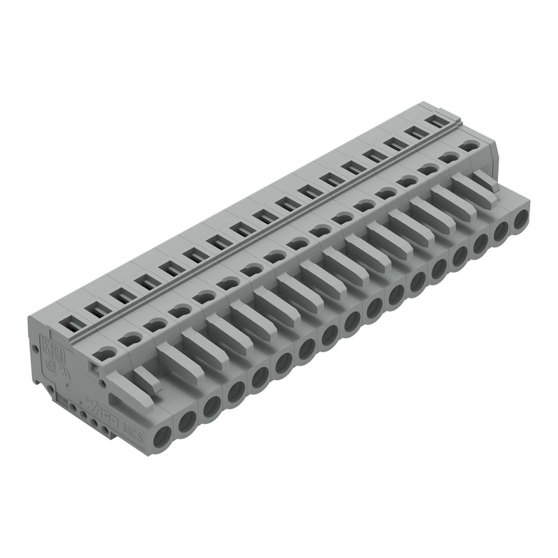 WAGO - Kabelsteckverbinder für Leiterplattensteckverbinder 1-Leiter-Federleiste 231-117/026-000 CAGECLAMP,2,5 mm²,gr − 25 Stück