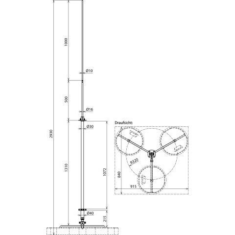 DEHN - Fangeinrichtung für Blitzschutz Fangmast FM D30 L2800 #819287 DBSR320 GFK AL STTZN