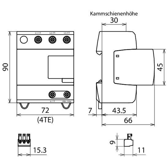 DEHN - Kombi-Ableiter für Energietechnik Kombi-Ableiter DVM2TNC255FM #956305 Typ1+2+3