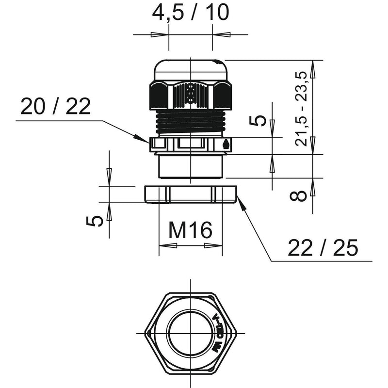 OBO Bettermann - Kabelverschraubung Verschraubung V-TEC VM16+ LGR mit Gegenmutter