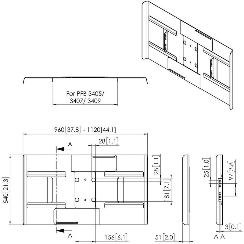 Vogels - Zubehör/Ersatzteile für Unterhaltungselektronik Rückwandabdeckung fDisplay PFA9115 sw Connect-it,QF,42-47Z