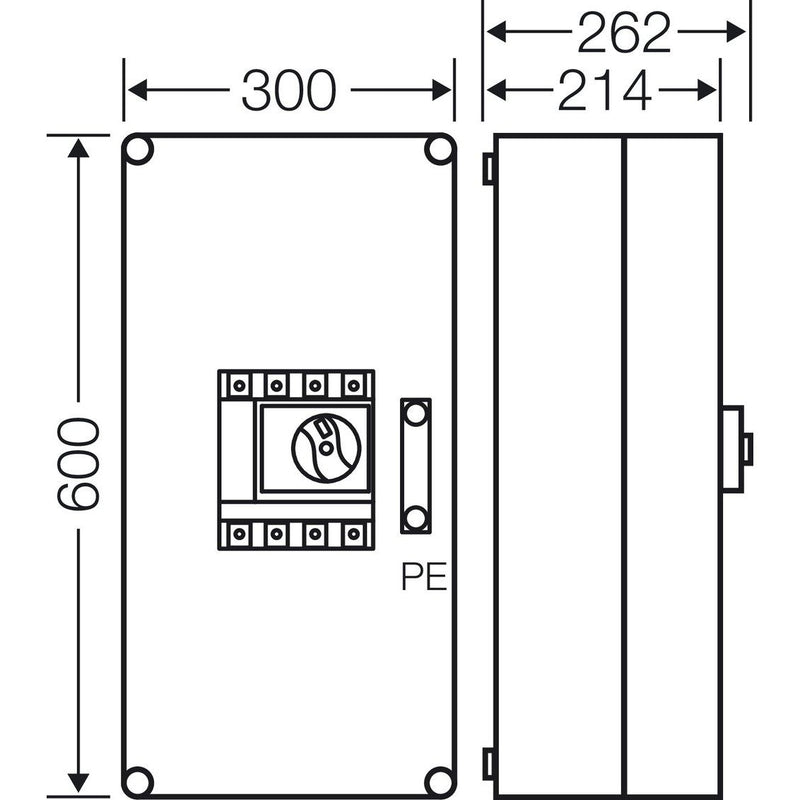 Hensel - Verteilerbaugruppe mit Leistungsschalter MiLasttrennschaltergehäuse Mi 7442 250 A, 4polig + PE