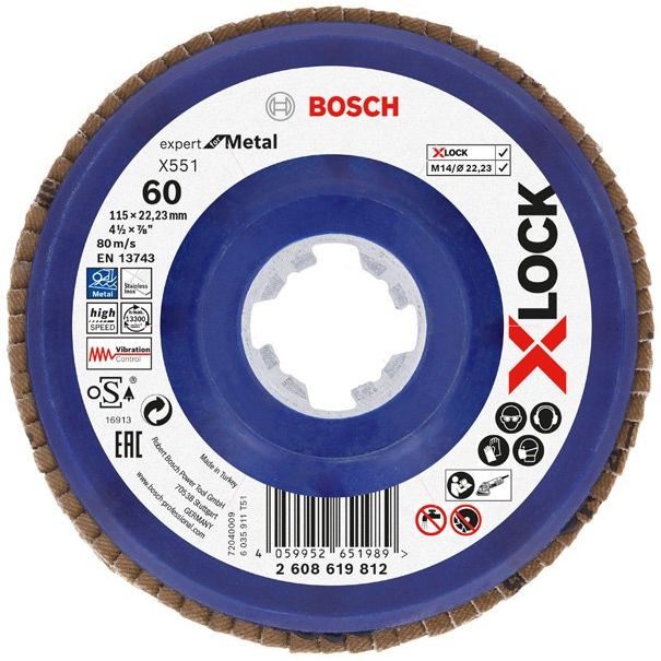 Bosch - Trenn-/Schleifscheibe X-LOCK-Fächerschleifscheib 2608619812 (VE10) eX551 Expert for