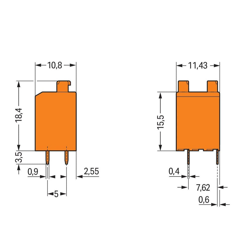 WAGO - Leiterplattenklemme 735-123/001-000 Drücker,1,5mm²,or − 110 Stück