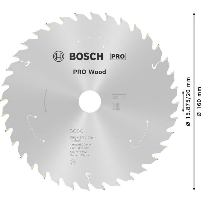 Bosch - Kreissägeblatt PRO Wood cordless 2608837677 Kreissägeblatt 160 x