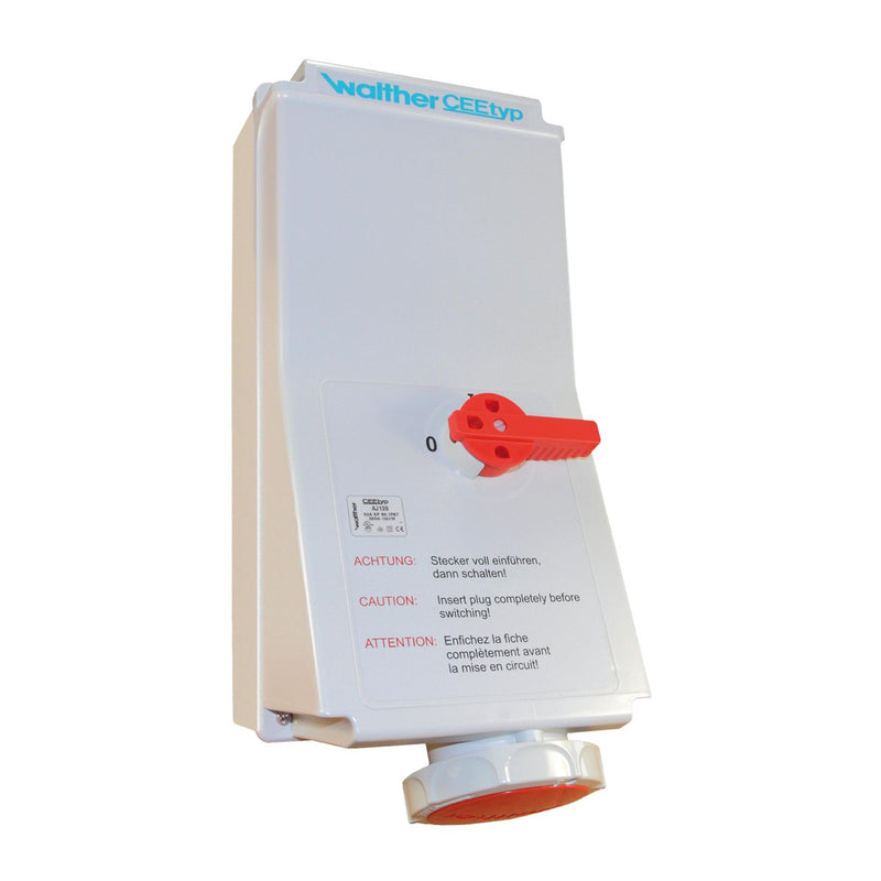Walther Werke - CEE-Steckdose abschaltbar, abgesichert (IEC 60309) Wandsteckdose 63A AJ169 5P 400V 6h IP67