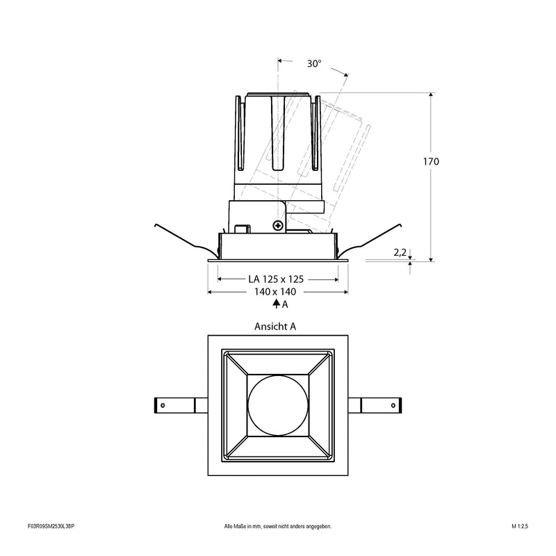 EVN Lichttechnik - Downlight/Strahler/Flutlicht LED-Einbauleuchte modular F03R09SM2530L38P Konfigurationstype