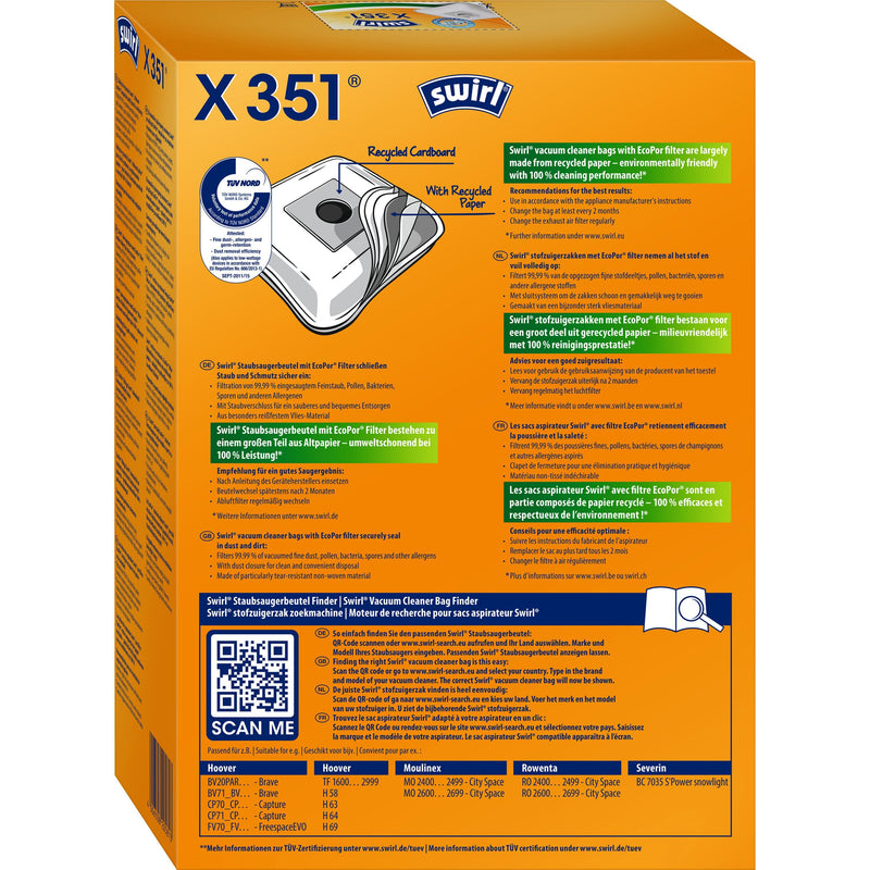 Swirl - Zubehör/Ersatzteile für Bodenpflege Staubbeutel X 351(350)EcoPor VE4 für übrige Marken