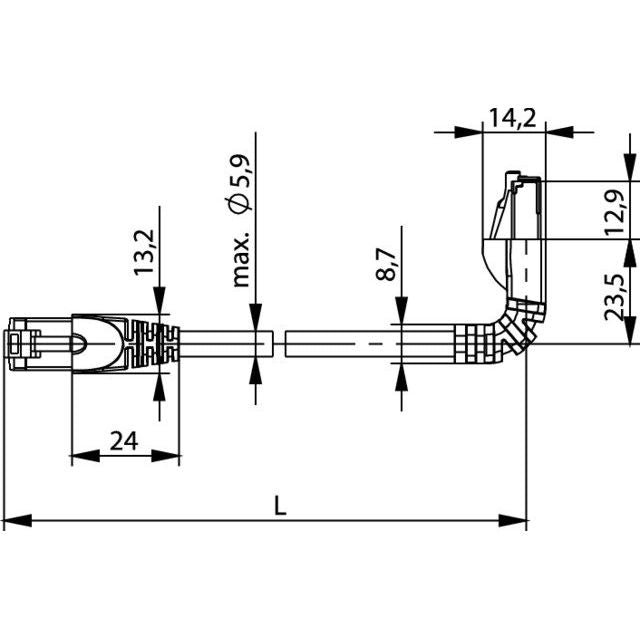 Telegärtner - Patchkabel Kupfer Patchkabel S/FTP 6A 100008040 gr 0,5m 1x270Grd