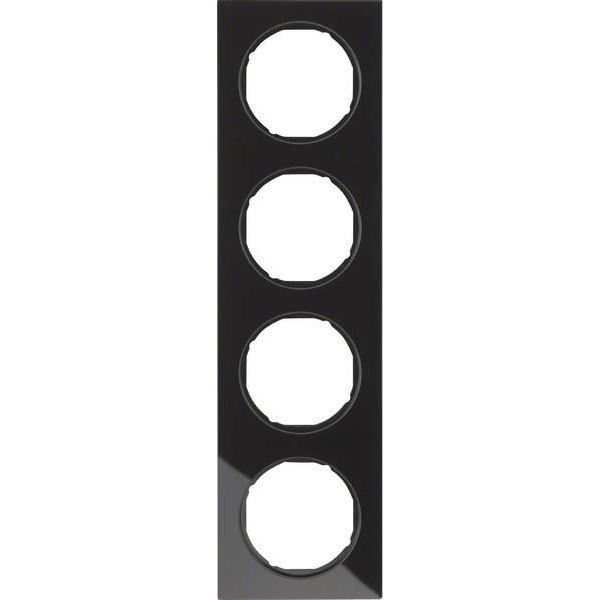 Berker - Abdeckrahmen Rahmen Glas/sw 10142216 4fach