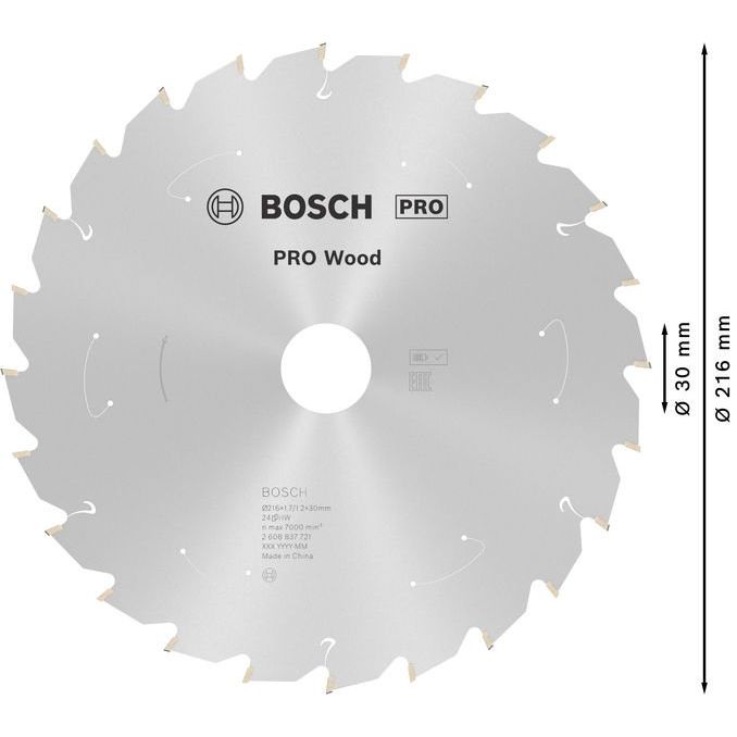 Bosch - Kreissägeblatt PRO Wood cordless 2608837721 Kreissägeblatt 216 x